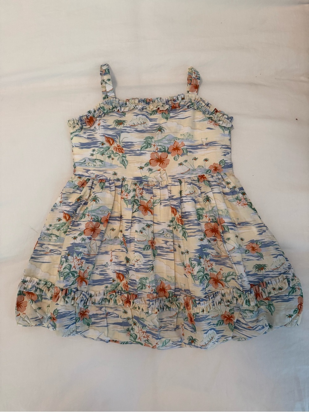 Janie & Jack Island Floral Bubble Hem Dress. Size 3. NWT.